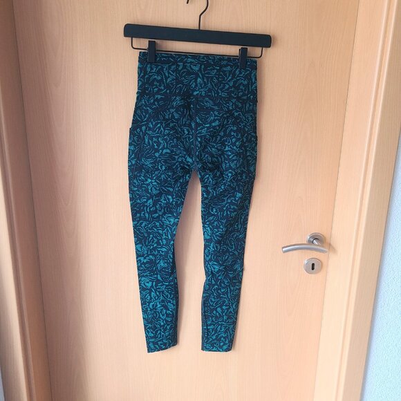 Lululemon Fast & Free 7/8 Tights Leggings Thrive Viridian Green Black Size 4 - Picture 4 of 5
